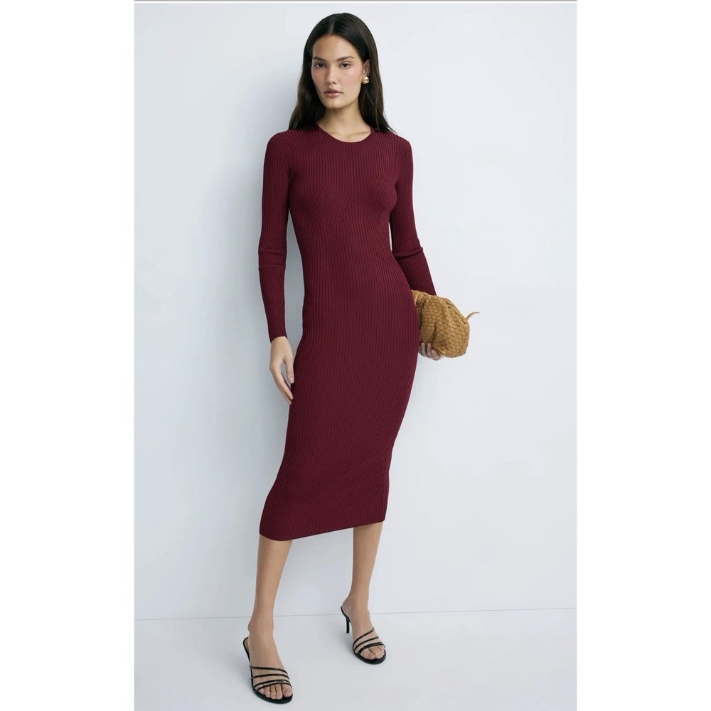 Adam Lippes Geo Knit Midi Dress In Red Size Small